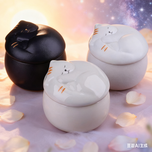 Ceramic Pet Ashes Urn with Dog or Cat Lid – Airtight Memorial Jar