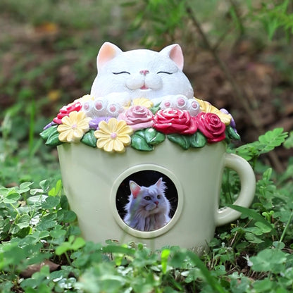 Floral Teacup Pet Memorial Urn – For Ashes or Fur Keepsakes