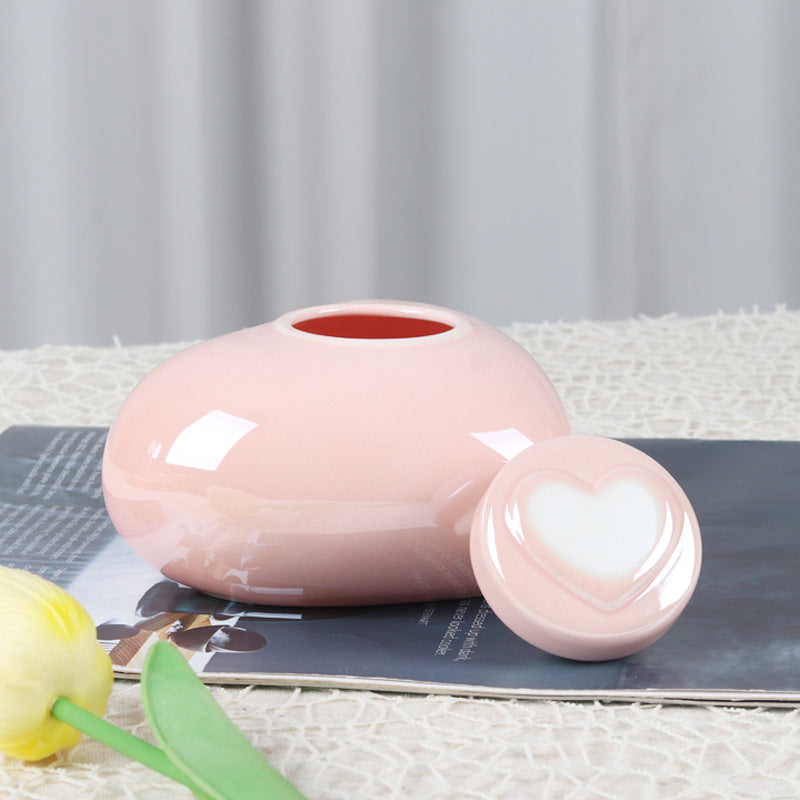 Heart-Shaped Pink Ceramic Pet Urn – Moisture-Proof Memorial Keepsake for Cats & Dogs