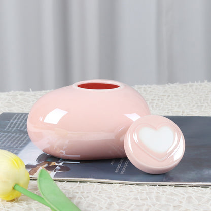 Heart-Shaped Pink Ceramic Pet Urn – Moisture-Proof Memorial Keepsake for Cats & Dogs