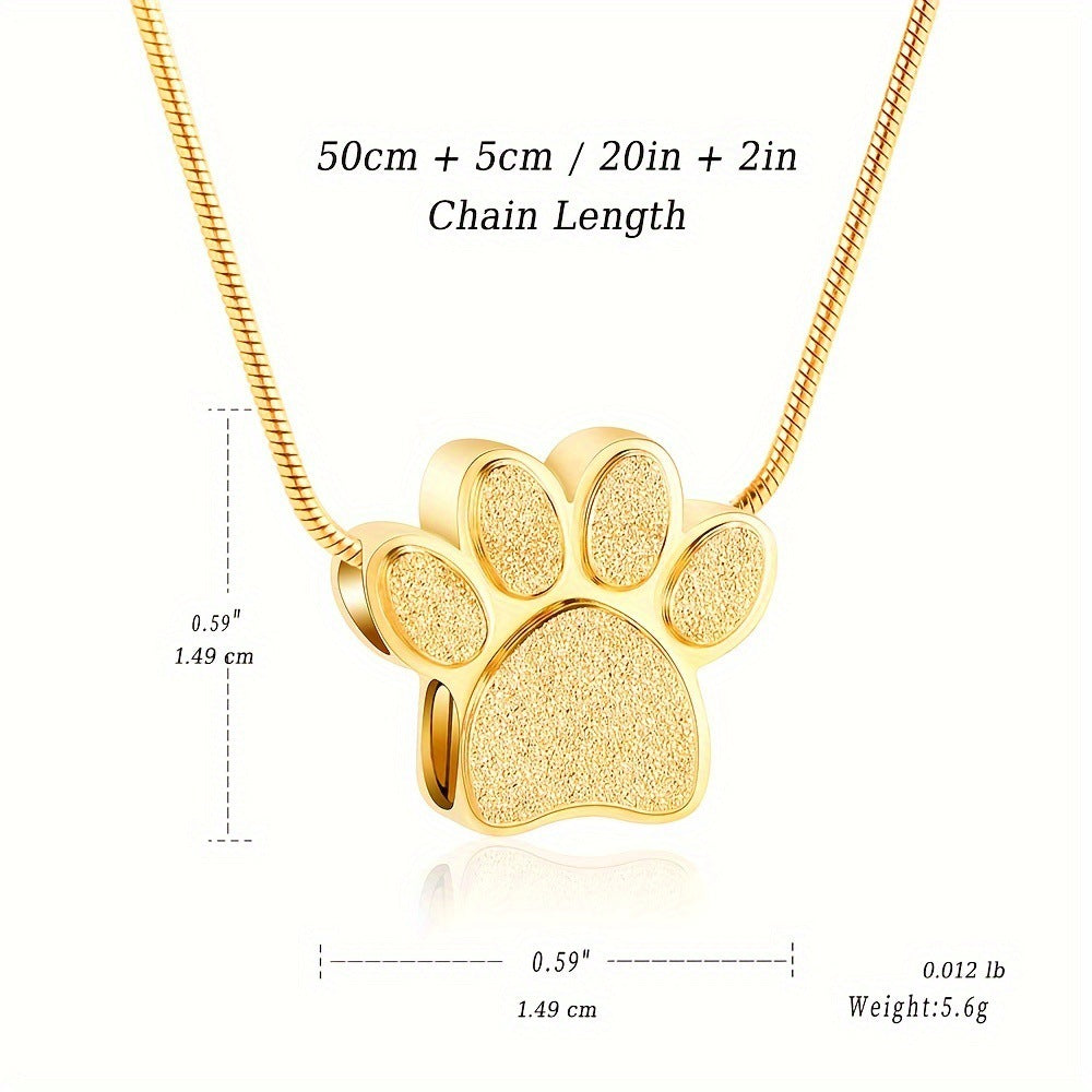 Stainless Steel Paw Print Ashes Necklace – A Timeless Pet Memorial Pendant