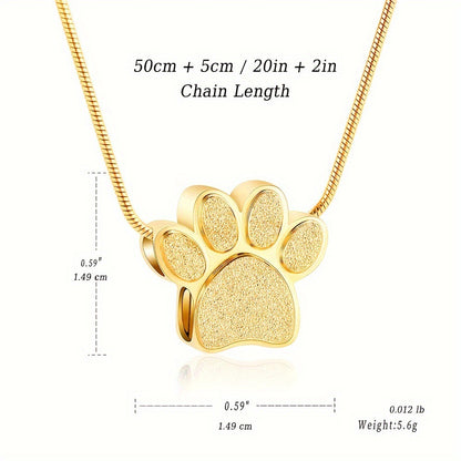 Stainless Steel Paw Print Ashes Necklace – A Timeless Pet Memorial Pendant