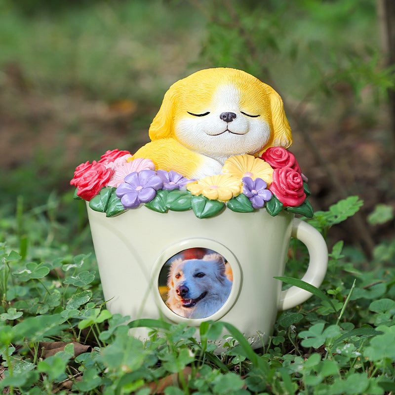 Floral Teacup Pet Memorial Urn – For Ashes or Fur Keepsakes