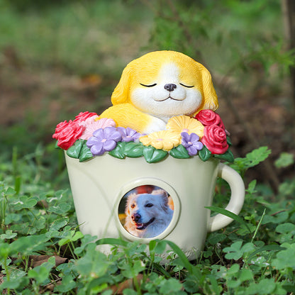 Floral Teacup Pet Memorial Urn – For Ashes or Fur Keepsakes