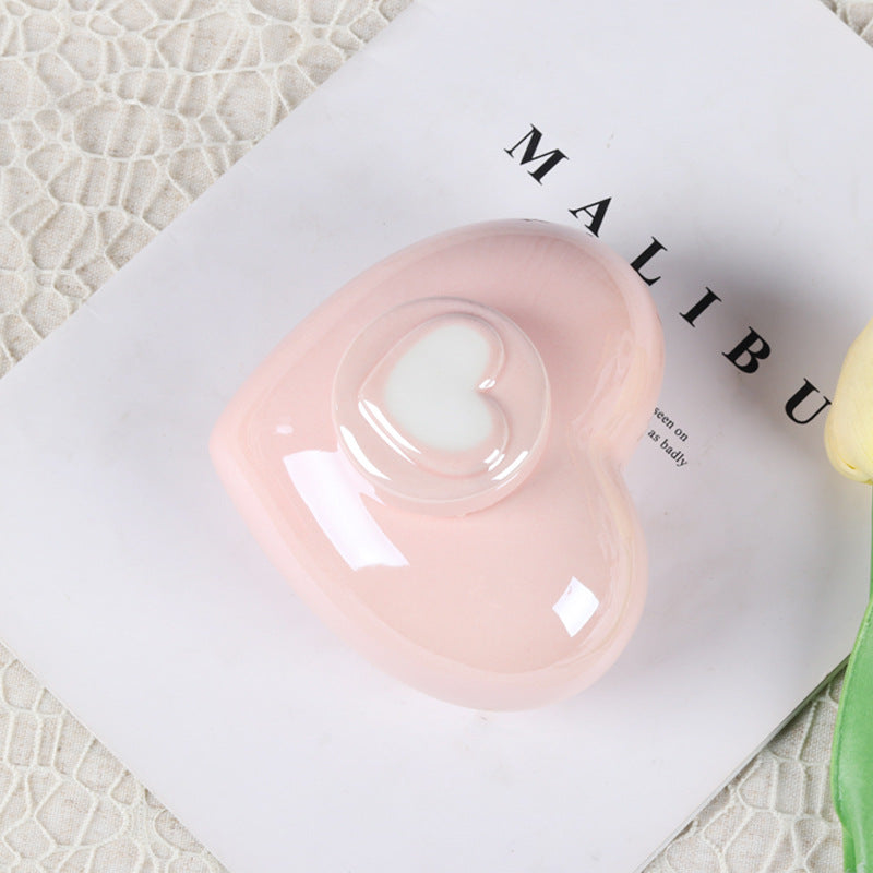 Heart-Shaped Pink Ceramic Pet Urn – Moisture-Proof Memorial Keepsake for Cats & Dogs