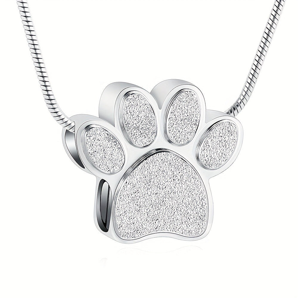 Stainless Steel Paw Print Ashes Necklace – A Timeless Pet Memorial Pendant