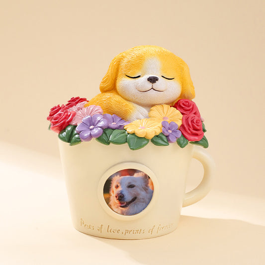 Floral Teacup Pet Memorial Urn – For Ashes or Fur Keepsakes