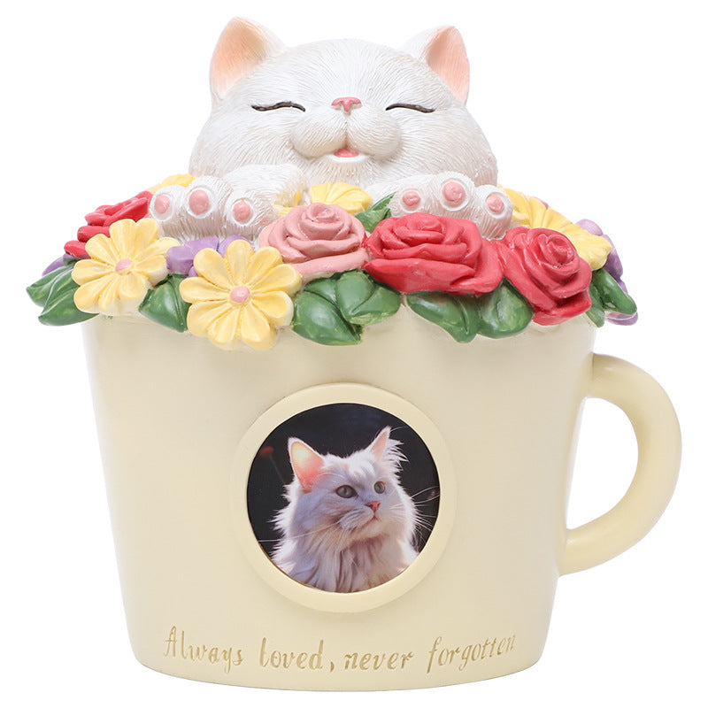 Floral Teacup Pet Memorial Urn – For Ashes or Fur Keepsakes