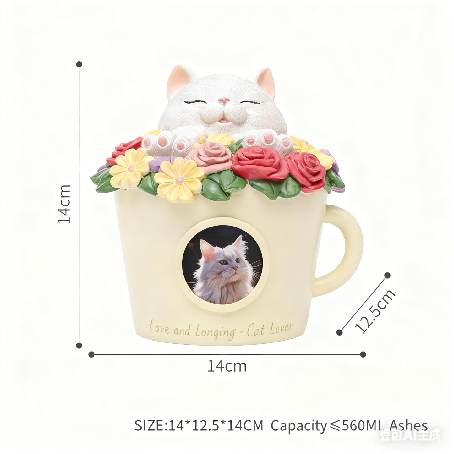 Floral Teacup Pet Memorial Urn – For Ashes or Fur Keepsakes