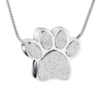 Stainless Steel Paw Print Ashes Necklace – A Timeless Pet Memorial Pendant
