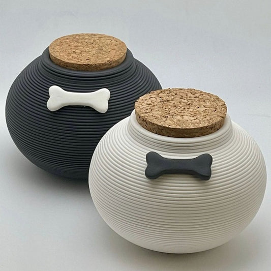 Round Ceramic Pet Memorial Urn with Bone Charm