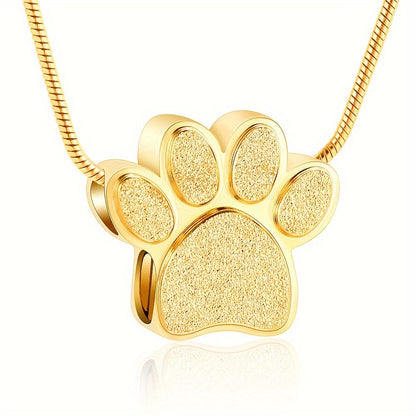 Stainless Steel Paw Print Ashes Necklace – A Timeless Pet Memorial Pendant