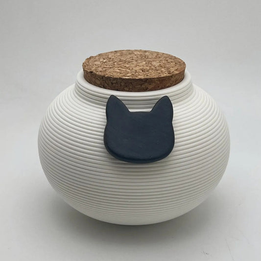 Round Ceramic Pet Memorial Urn with Bone Charm