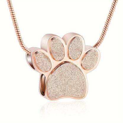 Stainless Steel Paw Print Ashes Necklace – A Timeless Pet Memorial Pendant